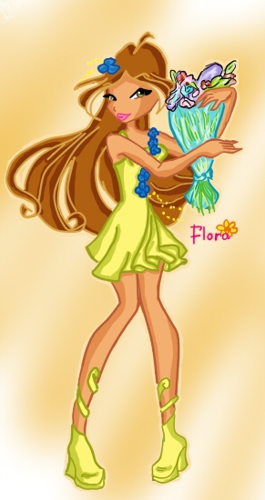 Flora in a dress.Sketch Annet K.By Aelita